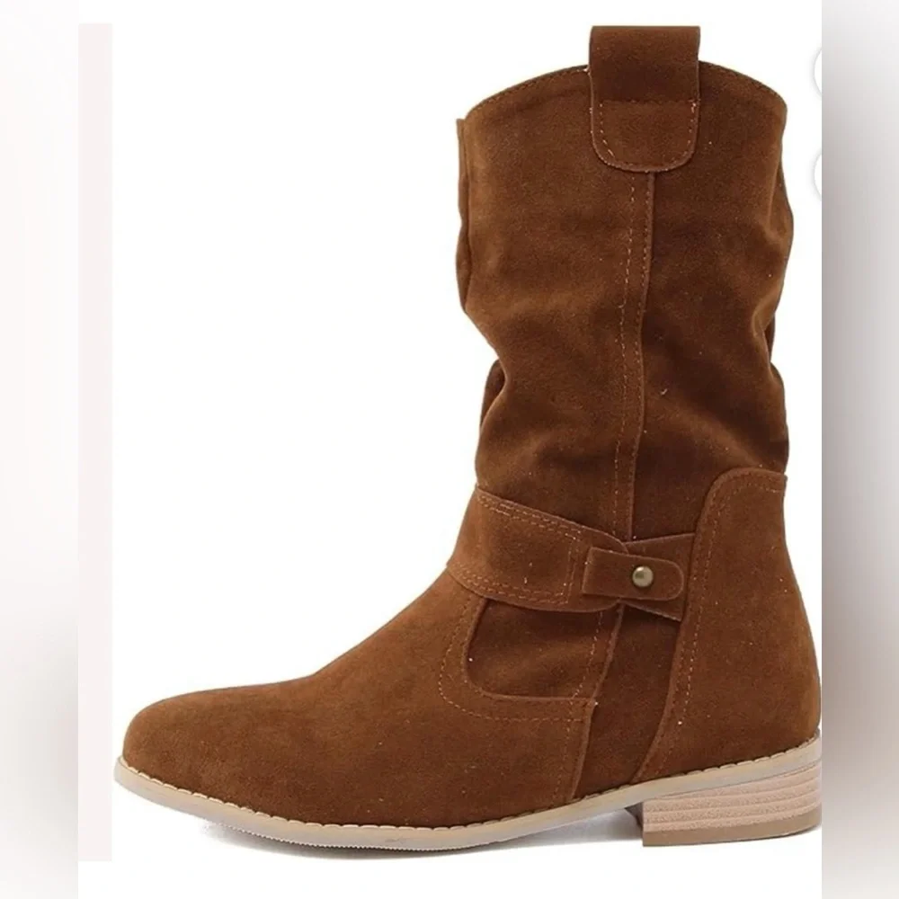 Brown Faux Suede Boots